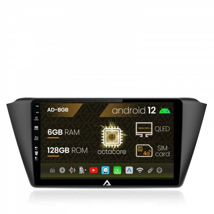 Navigatie Skoda Fabia (2015+), Android 12, B-Octacore 6GB RAM + 128GB ROM, 9 Inch - AD-BGB9006+AD-BGRKIT039