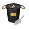 Frapiera Metalica Neagra cu Capac si Scafa, 19.5x20.5 cm, Model Reliefat, Lopatica Aluminiu, 4.6L, Design Elegant, Cadou Perfect
