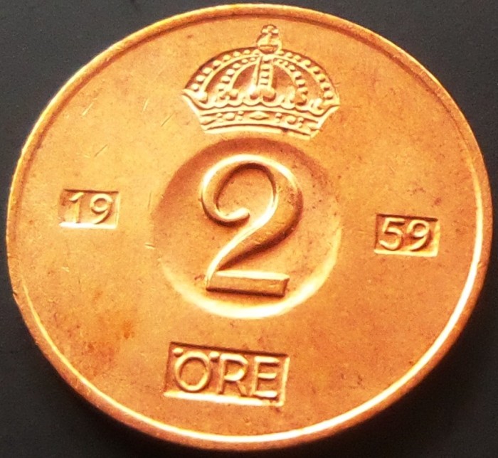 Moneda 2 ORE - SUEDIA, anul 1959 *cod 3224 - frumoasa!