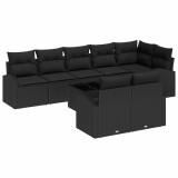 vidaXL Set de canapele pentru grădină cu pernă 9 pcs Negru poliratan 3354772