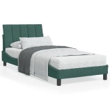 VidaXL Pat cu saltea, Hanko, verde &icirc;nchis, 90x200 cm, catifea 3208577