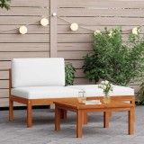 VidaXL Set fotoliu de grădină 3 piese cu perne din lemn de salc&acirc;m și fr&acirc;nghie 312425