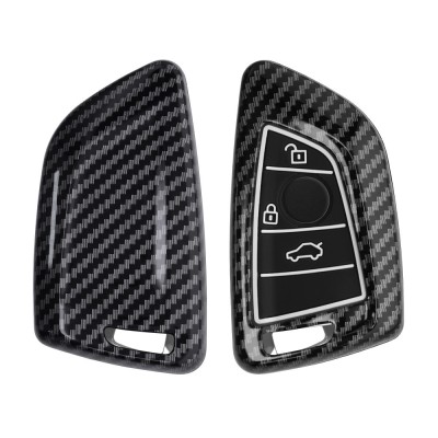 Husa Cheie Auto Kwmobile pentru BMW 3 Butoane, Smart Key, Gri/Negru, Plastic, 56724.03 foto