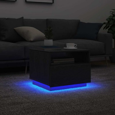Gossi masuta de cafea cu lumini led stejar negru 50x49x40 cm foto