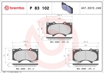 BREMBO P 83 102 PRIME LINE set placute frana disc foto