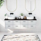 vidaXL Blat de baie, gri &icirc;nchis, 180x40x(2-4) cm, lemn masiv tratat