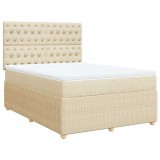 Cumpara ieftin Pat box spring cu saltea, crem, 140x200 cm, textil
