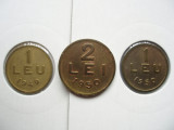 ROMANIA - SET 1 LEU 1949+ 1 LEU 1950+ 2 LEI 1950, AUNC, RPR , LCP1.120