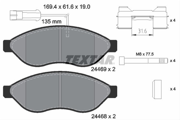 Set placute frana TEXTAR 2446902