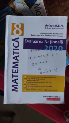 MATEMATICA CLASA A VIII A EVALUAREA NATIONALA 2020 IUREA ,ZANOSCHI SERDEAN foto