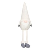 Figura Decorativă eMAG, Gnome de Crăciun, Picioare Suspendate, Culoare Albă, &Icirc;nălțime 70cm, Oem