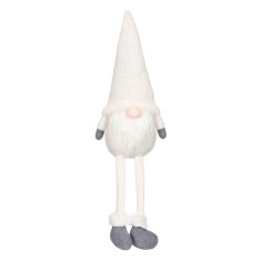 Figura Decorativă eMAG, Gnome de Crăciun, Picioare Suspendate, Culoare Albă, &Icirc;nălțime 70cm