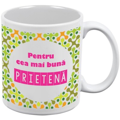 Cana alba personalizata, Pentru cea mai buna prietena, INOVATIX&amp;reg;. 330ml foto