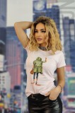 U838-5112 Tricou casual cu imprimeu text, L/XL, M, M/L, S/M