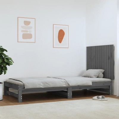 vidaXL Tăblie de pat pentru perete, gri, 82,5x3x60 cm, lemn masiv pin 824855 foto