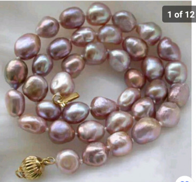 Colier perle naturale lavandă cu &amp;icirc;nchizătoare aurie foto