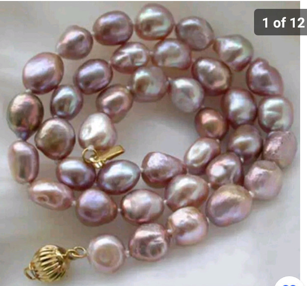 Colier perle naturale lavandă cu &icirc;nchizătoare aurie