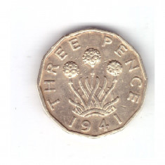 Moneda Marea Britanie 3 pence 1941, stare buna, curata