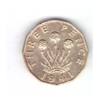 Moneda Marea Britanie 3 pence 1941, stare buna, curata foto