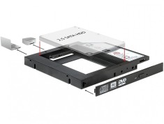 Installation Frame (Caddy) 13mm Slim SATA 5.25 pentru 2.5&quot; SATA HDD 9.5mm, Delock 61993
