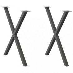 vidaXL Picioare de masă &icirc;n formă de X, 2 buc., antracit, 70x(72-73) cm, oțel