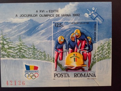 1992 - J.O. de Iarna - Albertville - colita nedantelata - LP1276 foto