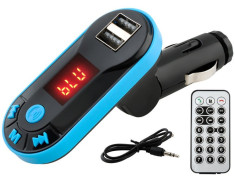Modulator FM Auto MP3 Bluetooth cu Dublu USB, Telecomanda si Cablu Jack-Jack AUX foto