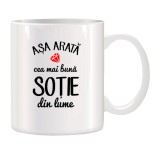 Cana alba personalizata Asa arata cea mai buna sotie din lume, INOVATIX&reg;. 330ml