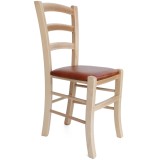 Scaun Paesana - cadru natur - imitatie piele - diverse culori - Cognac 8070