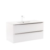Masca chiuveta baie Leziter Vario Trim 100, 100 cm, alb, cu lavoar ceramic suspendat