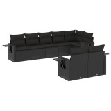 Cumpara ieftin Set mobilier de gradina cu perne, 8 piese, negru, poliratan