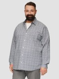 Camasa barbati big sizes, cu maneca lunga si imprimeu floral, Slim Fit, Alb, 2XL