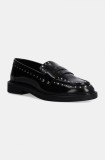 Steve Madden mocasini de piele Harloe femei, culoarea negru, cu toc plat, SM11003264