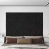VidaXL Panouri de perete, 12 buc., negru, 30x30 cm, textil, 0,54 m&sup2;