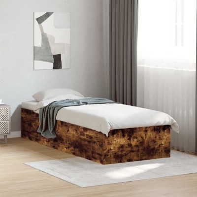 vidaXL Cadru de pat, stejar fumuriu, 100x200 cm, lemn prelucrat 3281053 foto