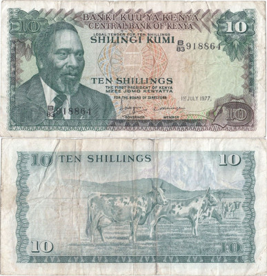 1977 (1 VII), 10 shillings (P-12c) - Kenya foto