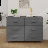 vidaXL Servantă, gri &icirc;nchis, 113x40x80 cm, lemn masiv de pin