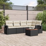 vidaXL Set mobilier de grădină cu perne, 6 piese, negru, poliratan 3224551