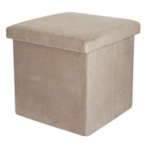 Taburet pliabil cu spațiu de depozitare, Velvet Taupe, 38x38x38 cm, CMCLASS