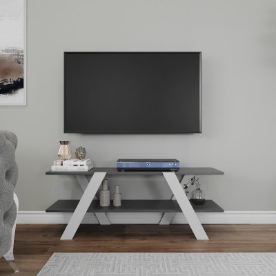 COMODA TV April T, Gri - Alb - Antracit - Nuc, 120 x 45 x 33 cm foto