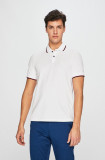 Armani Exchange Polo de bumbac culoarea alb, material neted