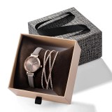 Cumpara ieftin Set Ceas Dama IBSO Crystal Elegant, Bratara Cadou, Curea Piele Ecologica Gri, Carcasa Aurie 3cm, Quartz, Garantie 24 Luni
