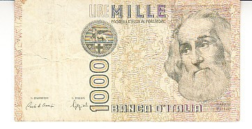 M1 - Bancnota foarte veche - Italia - 1000 lire - 1982