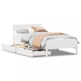 Cumpara ieftin Cadru de pat fara saltea, alb, 90x200 cm, lemn masiv pin
