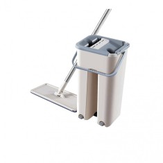 Set de curatenie galeata de 7.5 l cu scurgere laterala si 2 rezerve mop culoare alb gri ABYZ&trade;