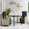 VidaXL Set de masă pentru grădină 3 pcs Gri deschis Rattan poli 3380568
