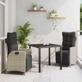 Set grădină 3 piese gri deschis din ratan