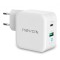 Incarcator Retea USB Nevox DualPort, 1 X USB - 1 X USB Tip-C, 65W, Quick Charge - Power Delivery, Alb