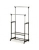 Stender Haine Dublu SL Nova II Bis, Metalic, Roti, Inaltime Ajustabila, Suport Incaltaminte, Negru/Argintiu, 83x43x94-168 cm