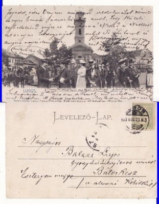 Lugos, Lugoj (Timis) - animata- rara, clasica foto